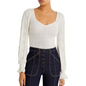 🌻NEW w/tag PAIGE Europa Silk Blend Bell Sleeve Pullover Knit Top Size XL $229